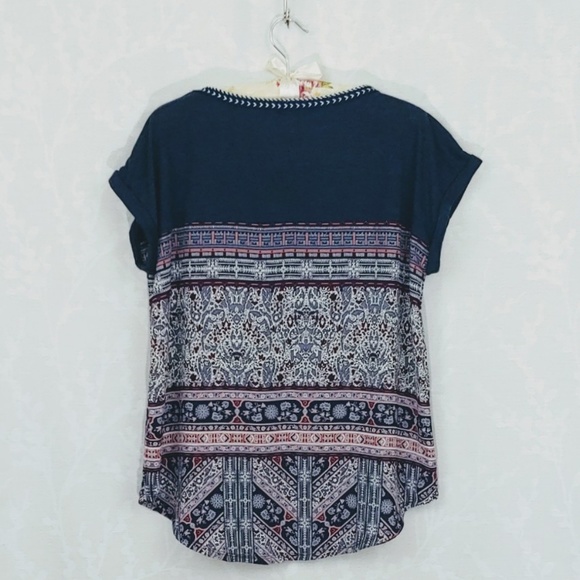 Xhilaration | Boho Short Sleeve Fly Away Top | M - Picture 2 of 6